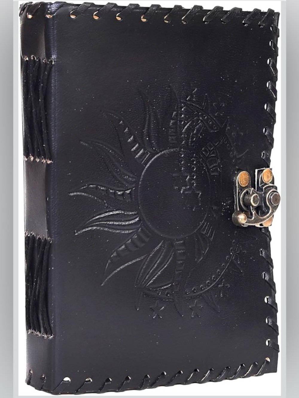 NWT Genuine Leather Sun Moon Celestial Journal 5x7 Handmade Gothic Notebook - Picture 2 of 16